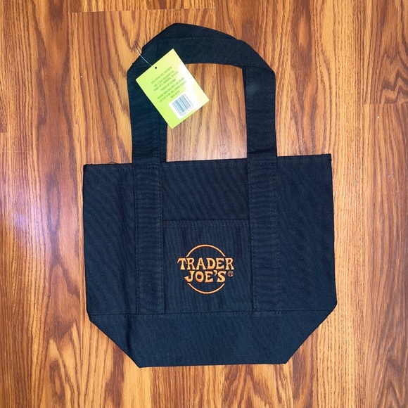 NWT Trader Joe’s Limited Edition Trick or Treat Mini Canvas Tote Bag - Black - Picture 2 of 4